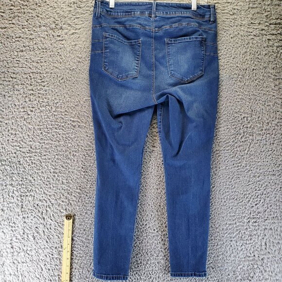 D.Jeans Jeans Womens 14W Blue Skinny Stretch Double Button Denim - Picture 10 of 11